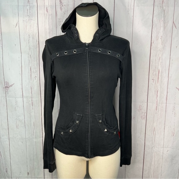 Tripp nyc Tops - Tripp Zip Up Hoodie Studded Black Size Large